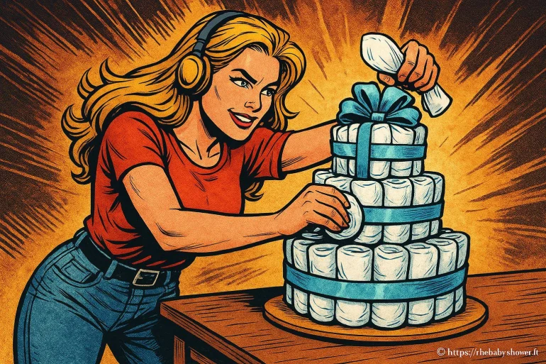 Femme décorant gâteau de couches