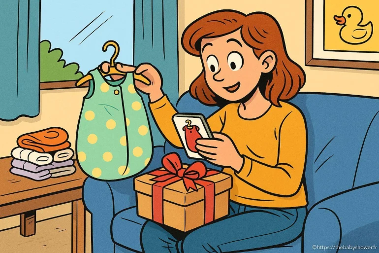 Femme heureuse avec cadeau bébé