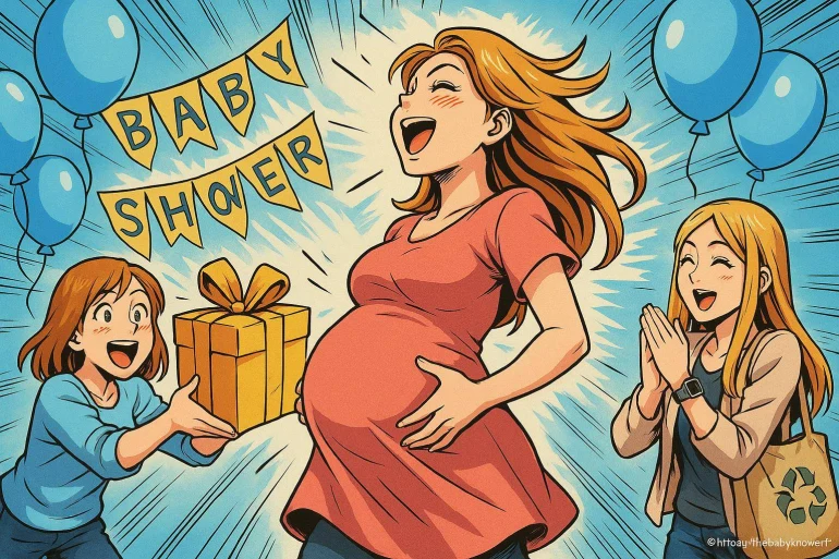 FĂȘte baby shower dessin animĂ© joyeux