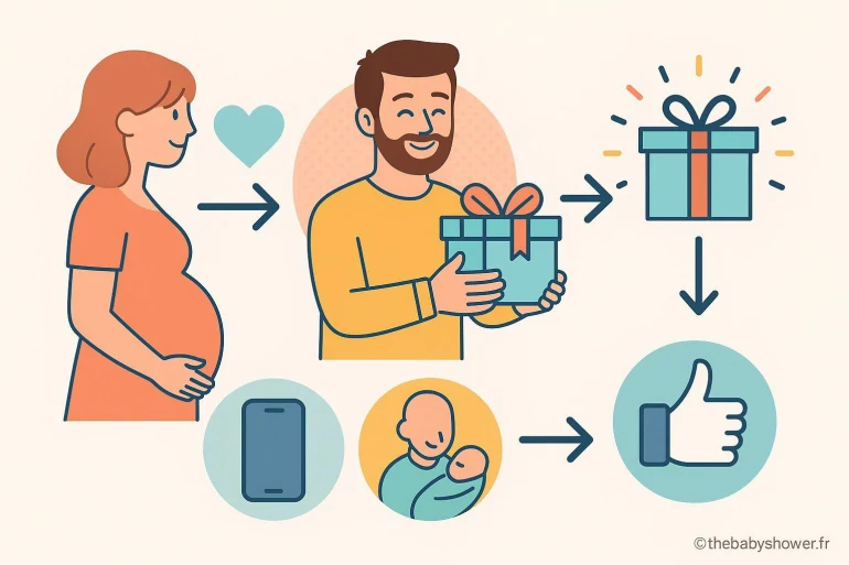 Illustration échange cadeau baby shower