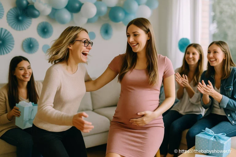 Fête prénatale entre amies joyeuses