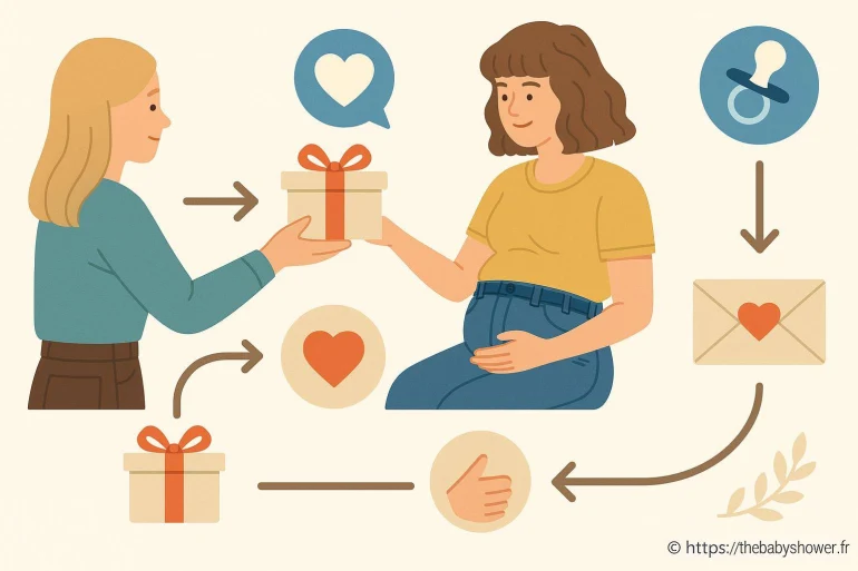 Femme enceinte recevant un cadeau