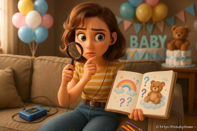 Femme examinant livre bébé avec loupe