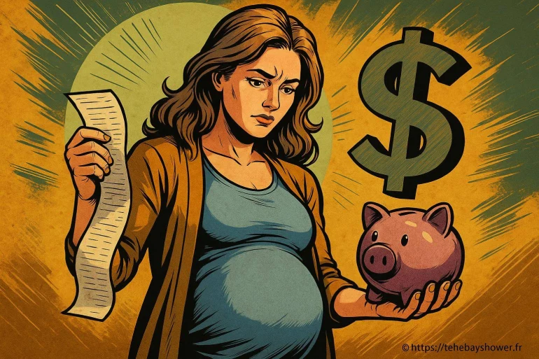 Femme enceinte préoccupée budget finances