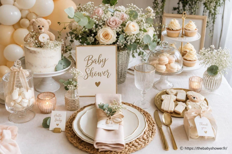 Idées de décoration de table pour une baby shower raffinée et gourmande