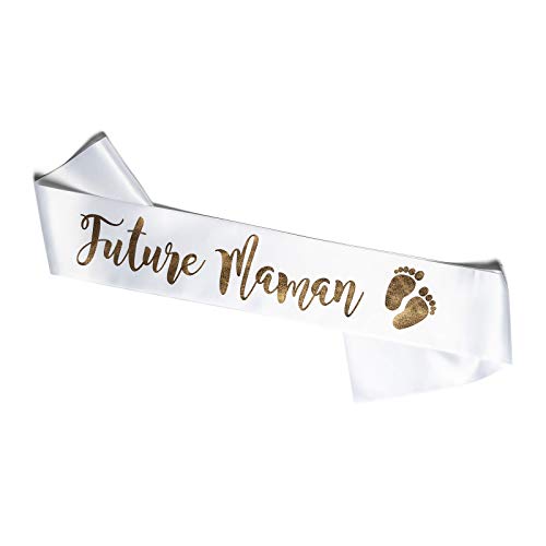 OLILLY Echarpe Future Maman pour Baby Shower (Blanche et Or)