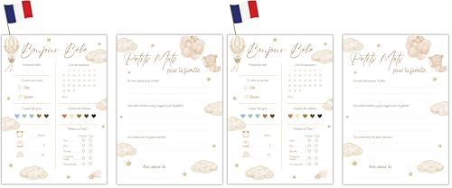 Milijou | 20 Carte pronostic Baby shower decoration | Beige 