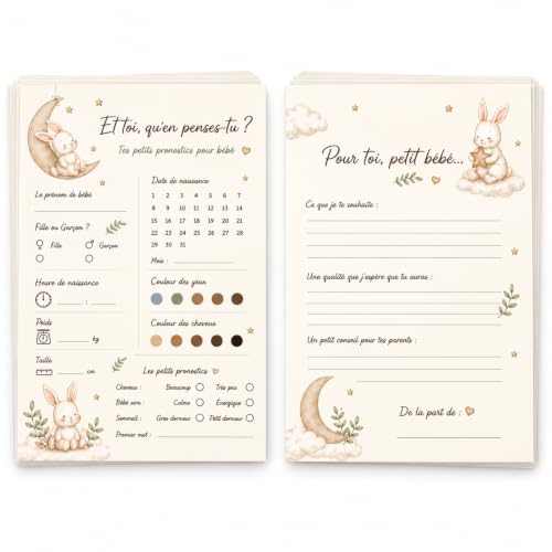 24 Cartes de Pronostics Gender Reveal et Baby Shower Recto V