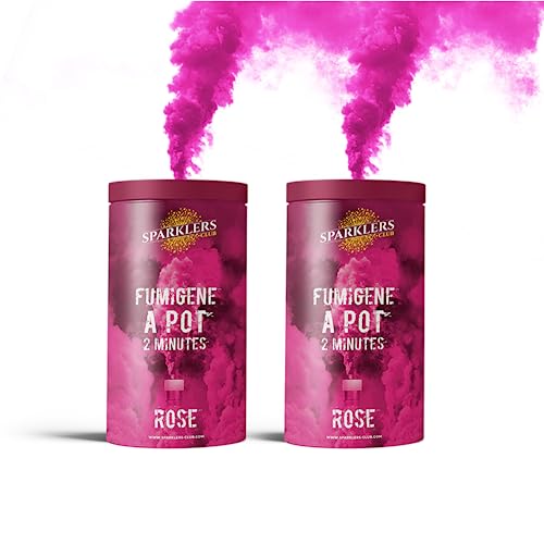 Sparklers Club Fumigène Pot Rose 2 Minutes Mèche Lot de 2 Ca