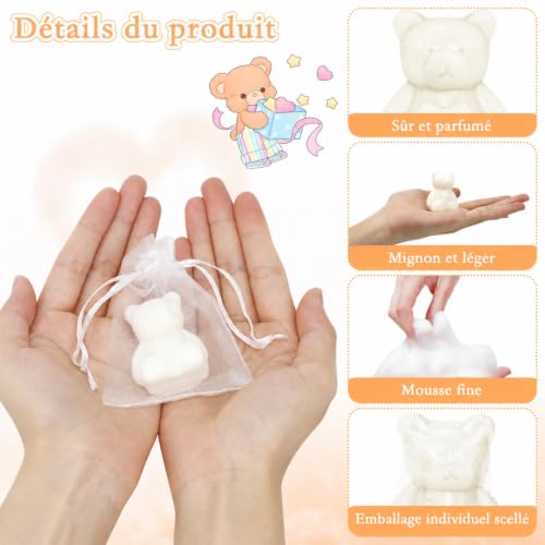Lot de 50 Savons Ourson pour Baby Shower - Cadeau Invité Nai