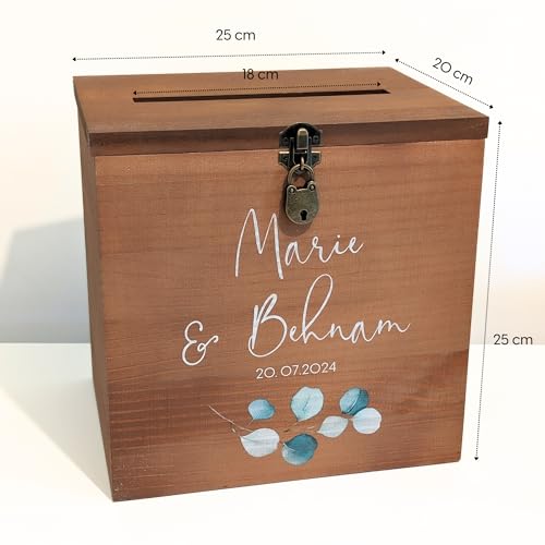 Grande urne personnalisée Mariage en Bois avec Cadenas | 25 