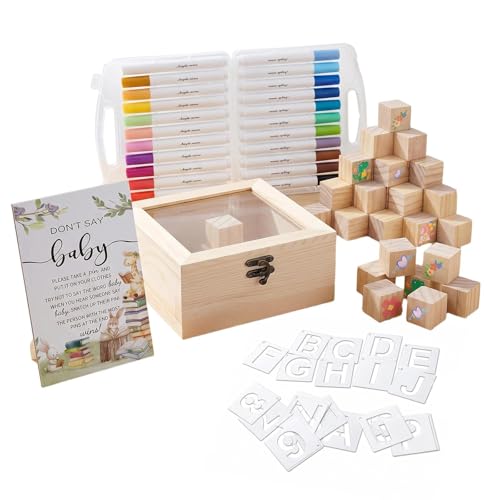 TFSZE Jeux Baby Shower Cube Personnalisable Bois - Kit Décor