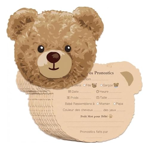 Gemejutor 20 Cartes De Pronostics Bébé Ours en Peluche Franç