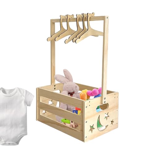 Panier cadeau en bois pour bébé avec 5 cintres - Grand panie