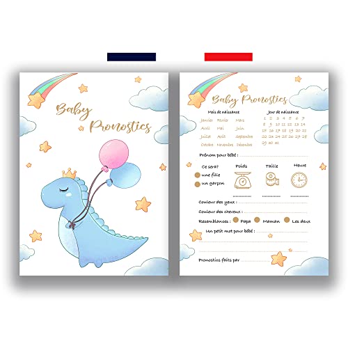 EVTI Carte pronostic baby shower francais - 50 cartes baby s