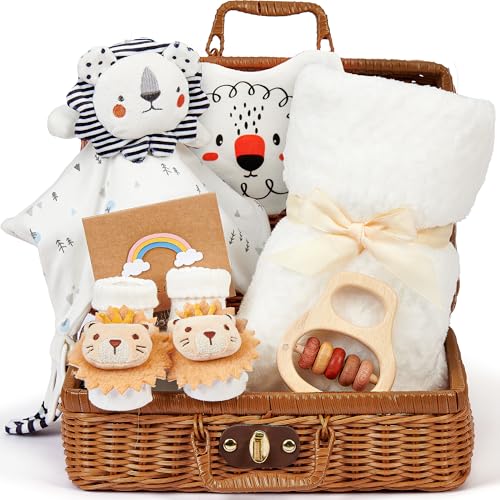 Coffret Cadeau Naissance Fille Garçon avec Doudou Lion, Couv
