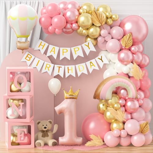 Kit Déco Anniversaire 1 An Fille Rose