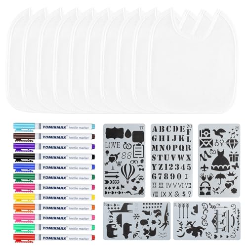 12 Pcs Bavoirs pour Peinture, Bavoirs Bebe Blancs de Peintur