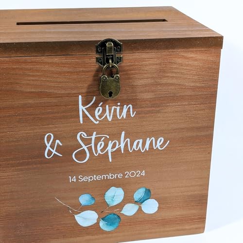 Grande urne personnalisée Mariage en Bois avec Cadenas | 25 