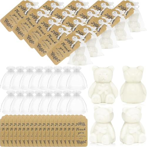 Lot de 50 Savons en Forme dOurs avec Cartes de Remerciement 