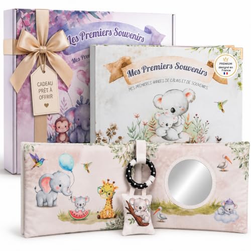 Livre de Naissance Bébé 0-5 Ans avec Album Photo, Tissu Sens