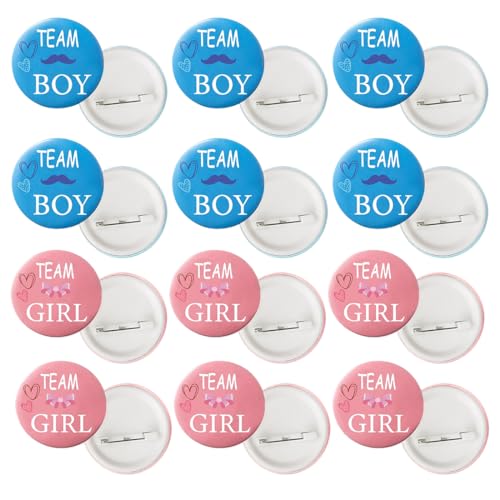 KEQAR Lot de 24 Badges Gender Reveal pour Décoration de Baby